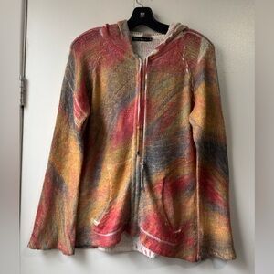 Mechant Multicolor Full Zipper Hooded Cardigan Sweater